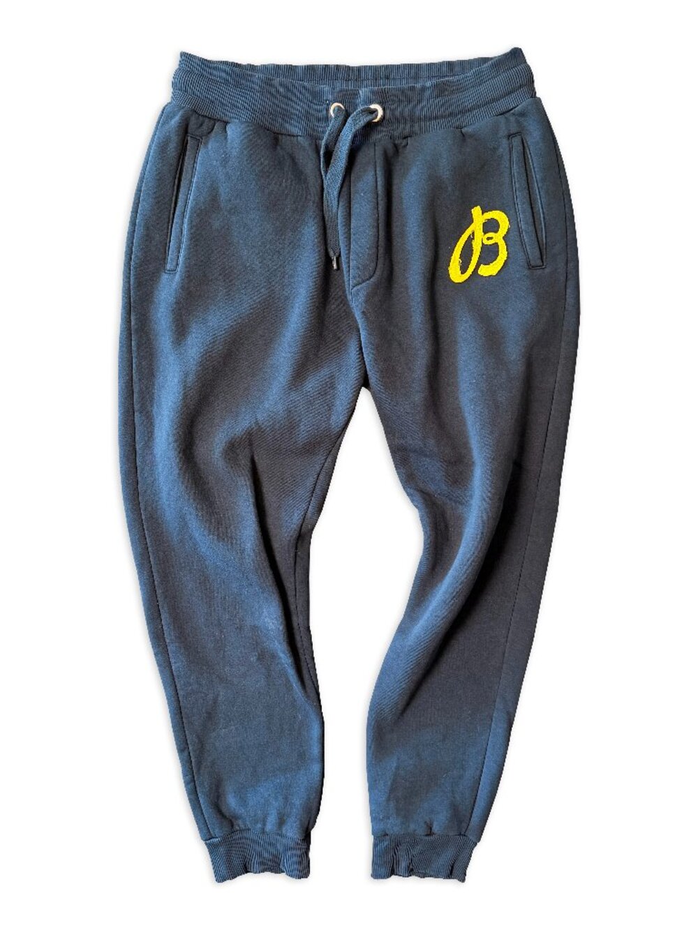 Breitling 1884 Luxury Logo Sweatpants - Mens XL - Navy Blue & Yellow